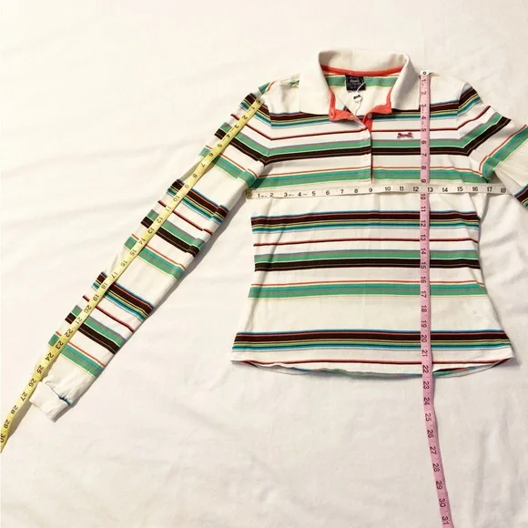 LE TIGRE I Polo Top Long Sleeve Large Striped NWOT - Picture 4 of 9